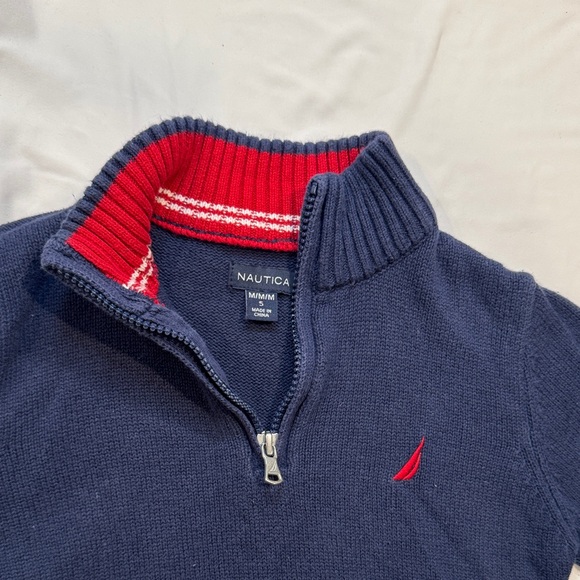 4/$15 Nautica Kid’s Zip Up Knit Sweater in Navy and Red Size M (5) - Picture 4 of 10